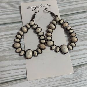 White Turquoise Hoop Earrings